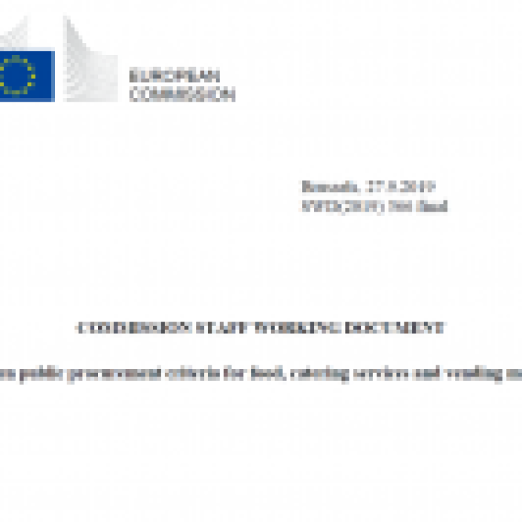 Documento de Trabalho da Comissão Europeia | Critérios de contratação pública ecológica da UE para alimentos, serviços de catering e máquinas de venda automática
