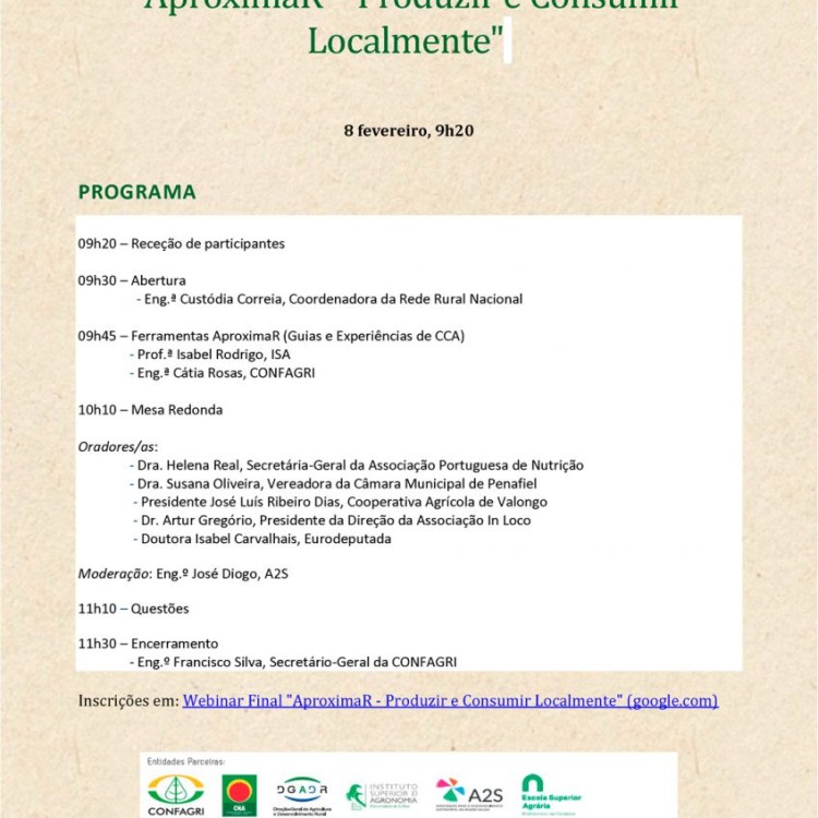 Webinar “AproximaR – Produzir e Consumir Localmente