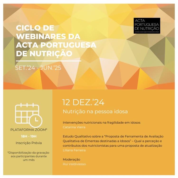 4º Webinares da Acta Portuguesa de Nutrição