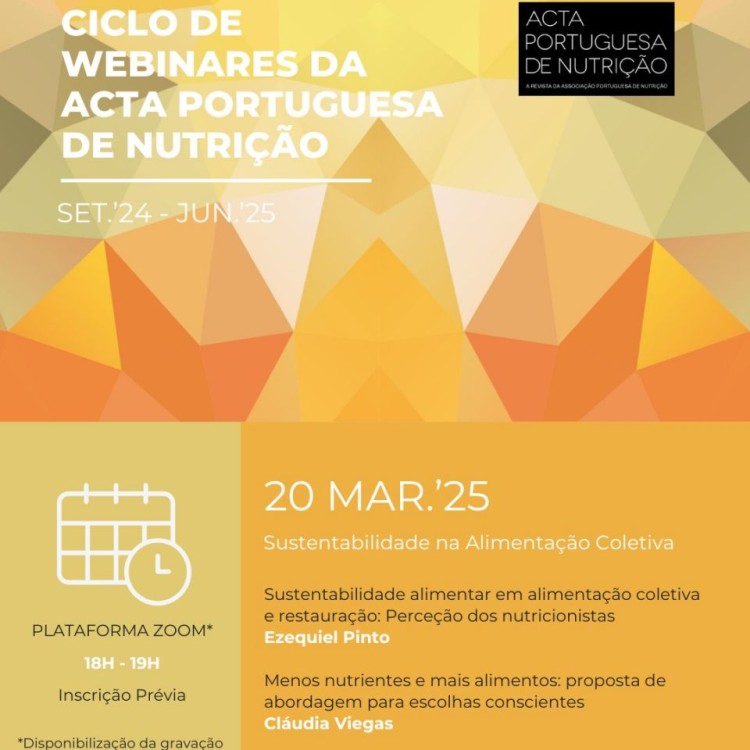 Webinar Acta Portuguesa de Nutrição | Sustentabilidade na Alimentação Coletiva